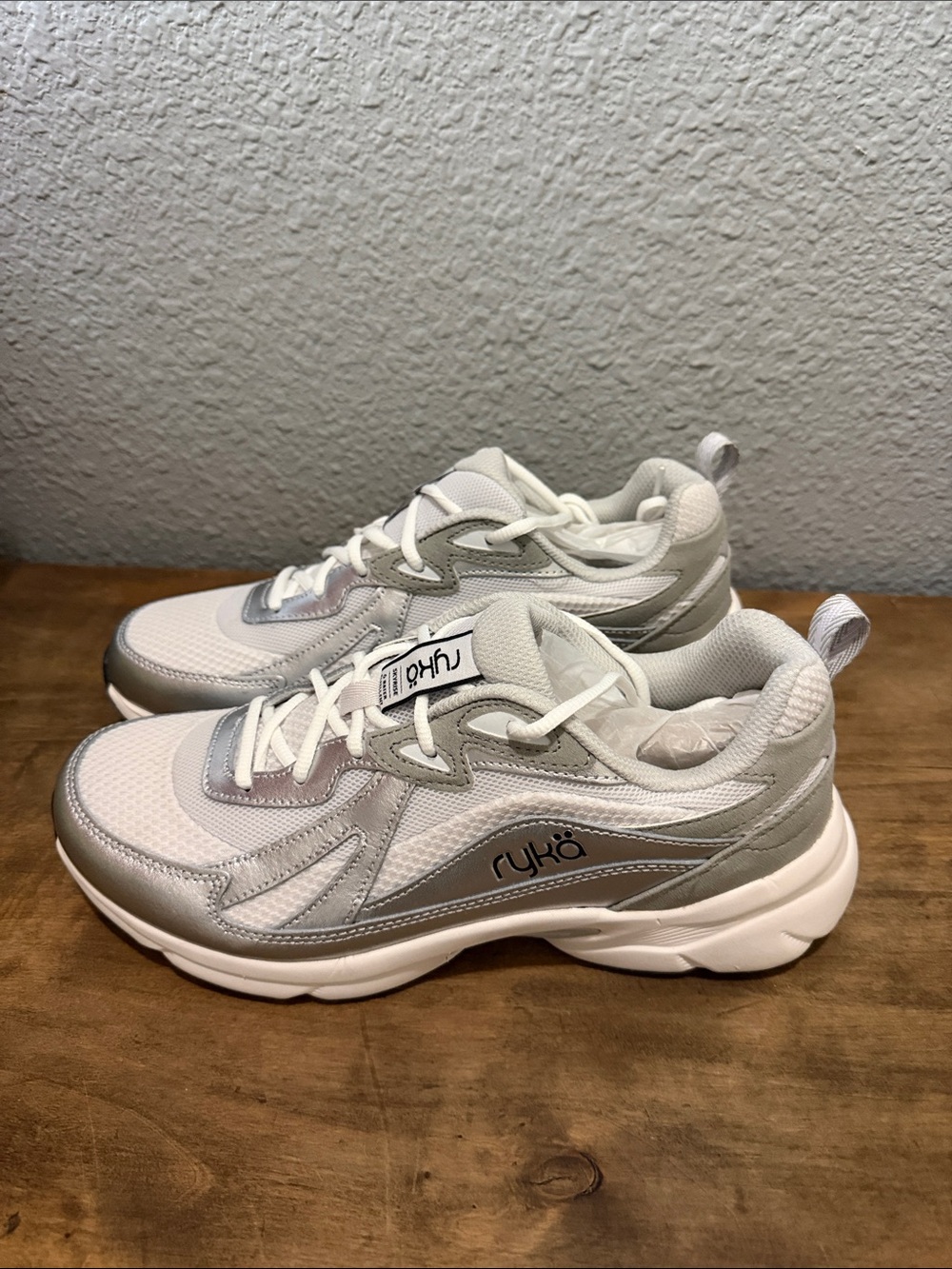 Ryka White and Light Skyrise Gray Platform Walking Sneakers size 10